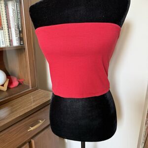 SHEIN Red Ribbed Tube Top Size Small Cotton Blend Strapless Thick Material